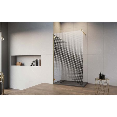 Distinct Kitchen And Bath Fixed Shower Glass with Geometric Pattern Geo_34_72